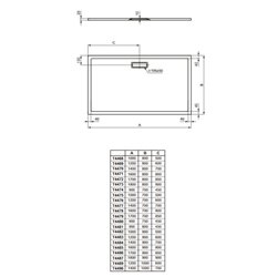 Ultraflat New rectangulaire T4468V1 100x80 cm Blanc mat