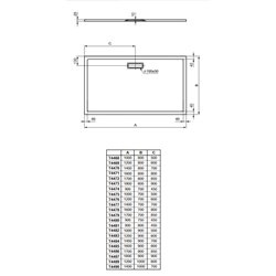 Ultraflat New rectangulaire T4470V1 140x80 cm Blanc mat