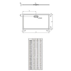 Ultraflat New rectangulaire T4474V1 90x70 cm Blanc mat
