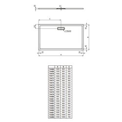 Ultraflat New rectangulaire T4475V1 100x70 cm Blanc mat