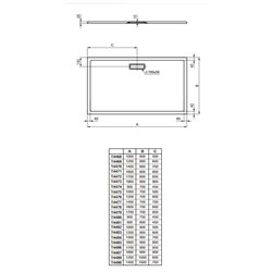 Ultraflat New rectangulaire T4479V1 170x70 cm Blanc mat