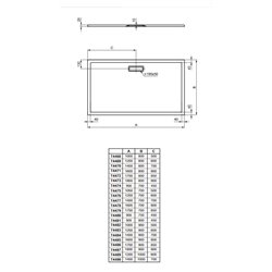 Ultraflat New rectangulaire T4481V1 80x90 cm Blanc mat