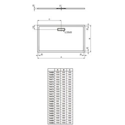 Ultraflat New rectangulaire T4485V1 160x90 cm Blanc mat