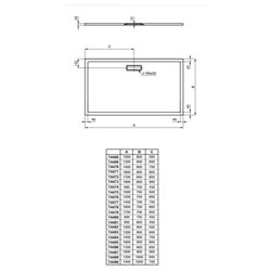 Ultraflat New rectangulaire T4487V1 180x90 cm Blanc mat
