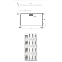 Ultraflat New rectangulaire T4490V1 140x100 cm Blanc mat