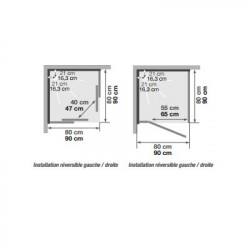 Cabine de douche Horizon C90 Acier Porte pivotante Thermostatique 90x90 cm Receveur 12,5 cm