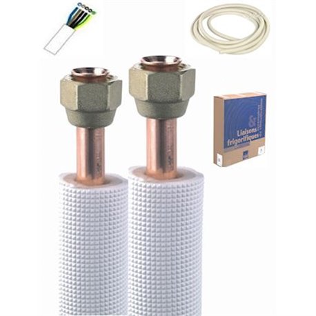 Câble + Condensat + Liaison Flairée 03KFS1438 Isolant Blanc PE, 1/4-3/8 3 m.