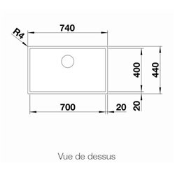 Evier Zerox 700-U Dark Steel 526244 740x400 mm 
