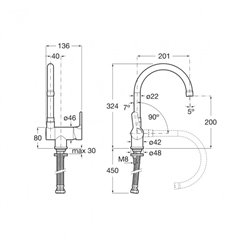 L20 A5A8209C00 H 324 mm bec haut rabattable