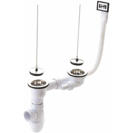 Bonde et vidage évier inox 60 mm 0204307  avec prise machine à laver