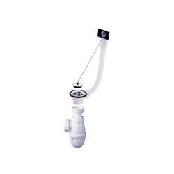 Bonde et vidage évier inox 50 mm 0204315 avec trop-plein, bouchon chaînette, 1 cuve 