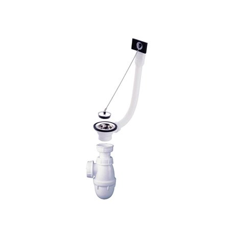 Bonde et vidage évier inox 50 mm 0204315 avec trop-plein, bouchon chaînette, 1 cuve 