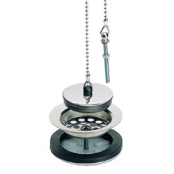 Bonde et vidage évier inox 60 mm 0204011 bouchon chaînette, avec prise machine à laver