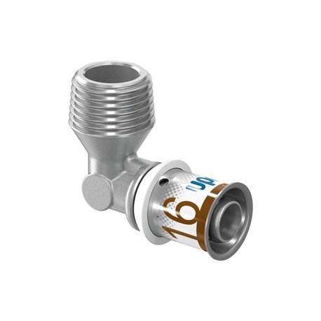 Raccord multicouche Uponor S-Press PLUS coude 90° mâle 1070531 dimension-Ø 16-R3/8"MT