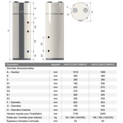 Chauffe-eau thermodynamique Estia 190 litres