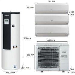 Chauffe-eau thermodynamique Triple C 270 Litres Tailles 18 + 35 + 35