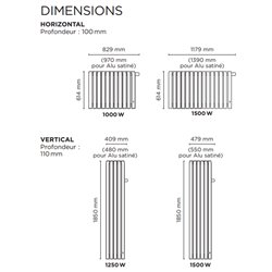 Radiateur à inertie Mythik Horizontal 1000 Watts Alu Satiné