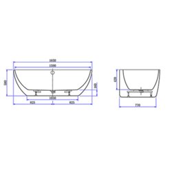 Baignoire semi ilot 165x80 cm 140 Litres Ancodesign