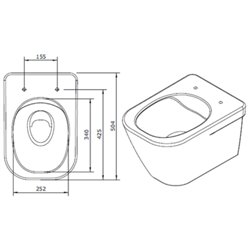 WC suspendu avec abattant frein de chute et déclipsable New Anco
