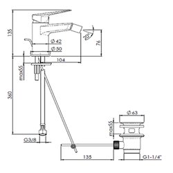 Mitigeur Bidet Ancoflash Hauteur 135 mm