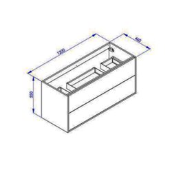 Meuble salle de bain suspendu double vasque 2 tiroirs noir et naturel New Anco