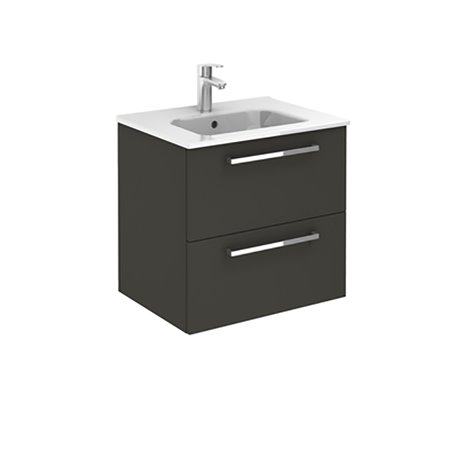 Ensemble salle de bain suspendu 2 tiroirs 60 cm Anthracite Ancoflash
