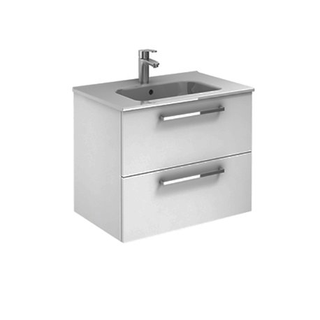 Ensemble salle de bain suspendu 2 tiroirs 60 cm Blanc Ancoflash