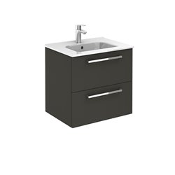 Ensemble salle de bain suspendu 2 tiroirs 80 cm Anthracite Ancoflash