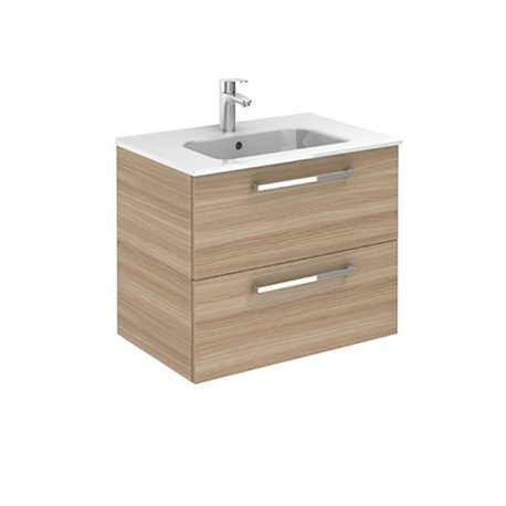 Ensemble salle de bain suspendu 2 tiroirs 80 cm Noyer sablé Ancoflash