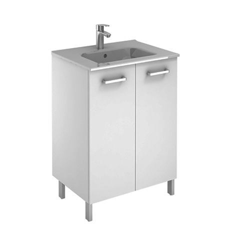 Ensemble salle de bain sur pieds 2 portes 70 cm Blanc Ancoflash