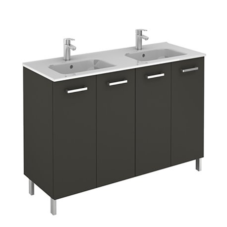 Ensemble salle de bain sur pieds 4 portes 120 cm Anthracite Ancoflash