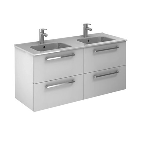 Ensemble salle de bain suspendu 4 tiroirs 120 cm Blanc Ancoflash