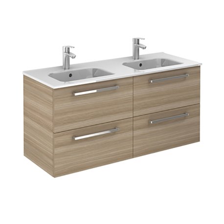 Ensemble salle de bain suspendu 4 tiroirs 120 cm Noyer sablé Ancoflash