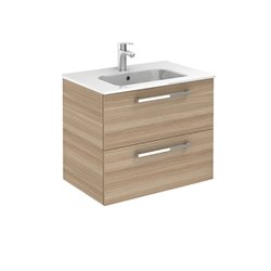 Ensemble salle de bain suspendu 2 tiroirs 70 cm Noyer sablé Ancoflash