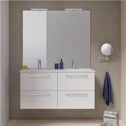 Ensemble salle de bain suspendu 4 tiroirs 120 cm Blanc Ancoflash