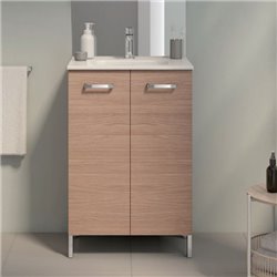 Ensemble salle de bain sur pieds 2 portes 70 cm Noyer sablé Ancoflash
