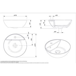 Vasque Ancoswing Ø38 cm percée mono trou avec trop plein