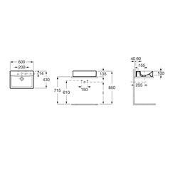 Vasque Diverta 60 600x440 mm 