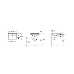 Vasque Carmen 600x450 mm Blanc brillant 1 trou