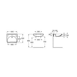 Lavabo Access 640x550x165 mm pour PMR