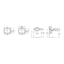 Lavabo Carmen 650x480x225 mm 1 trou perçé au centre Blanc brillant