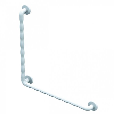 Barre d'appui cannelées en plastique coudée à 90° Eco 01430WH-LS Blanc - 600x600 mm 