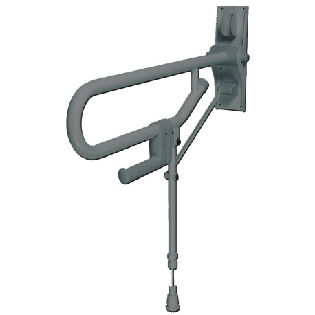 Barre d’appui double rabattable avec pied réglable 01830MG Gris foncé avec pied réglable 