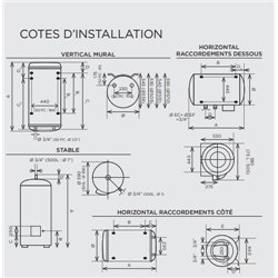 Chauffe-eau électrique Blindé 200L horizontal raccordement côté