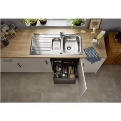 Evier Lantos II 6 S-IF inox brossé avec accessoire vide-sauce