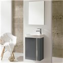 Ensemble salle de bain meuble + lave-mains + miroir Gris Anthracite Ancodesign