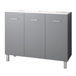Meuble salle de bain 100 cm sur pieds 3 portes Gris Ancoflash