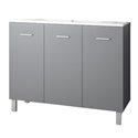 Meuble salle de bain 100 cm sur pieds 3 portes Gris Ancoflash