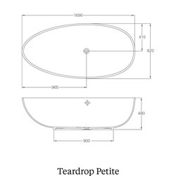 Baignoire Teardrop Petite M10FCS 169x82 cm, 190 Litres