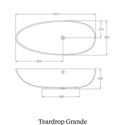Baignoire Teardrop Grande M11FCS 191x82 cm, 211 Litres